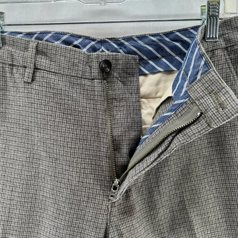 Banana Republic Pants Mens 34 Straight Fit Pockets Houndstooth Preppy Brown Gray